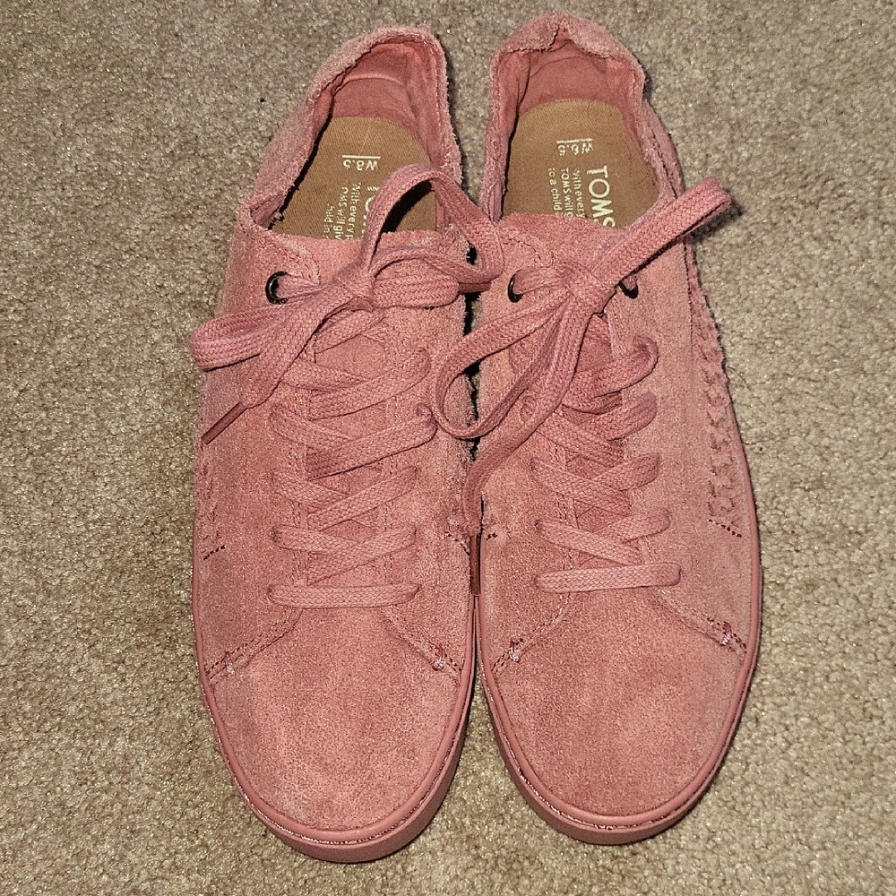 Toms Pink Suede Sneakers with Textured Weave - Picture 3 of 13